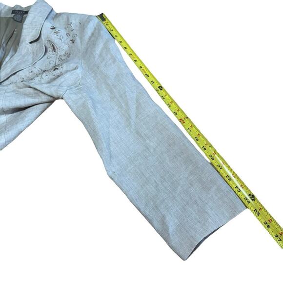 Kenar Woman 20W Linen Blazer Beige Embroidered Jacket Relaxed Oversized Comfort - Picture 11 of 13